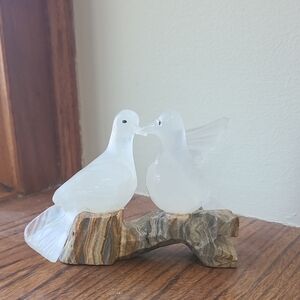 Elegant White Dove Figurine on Brown Base